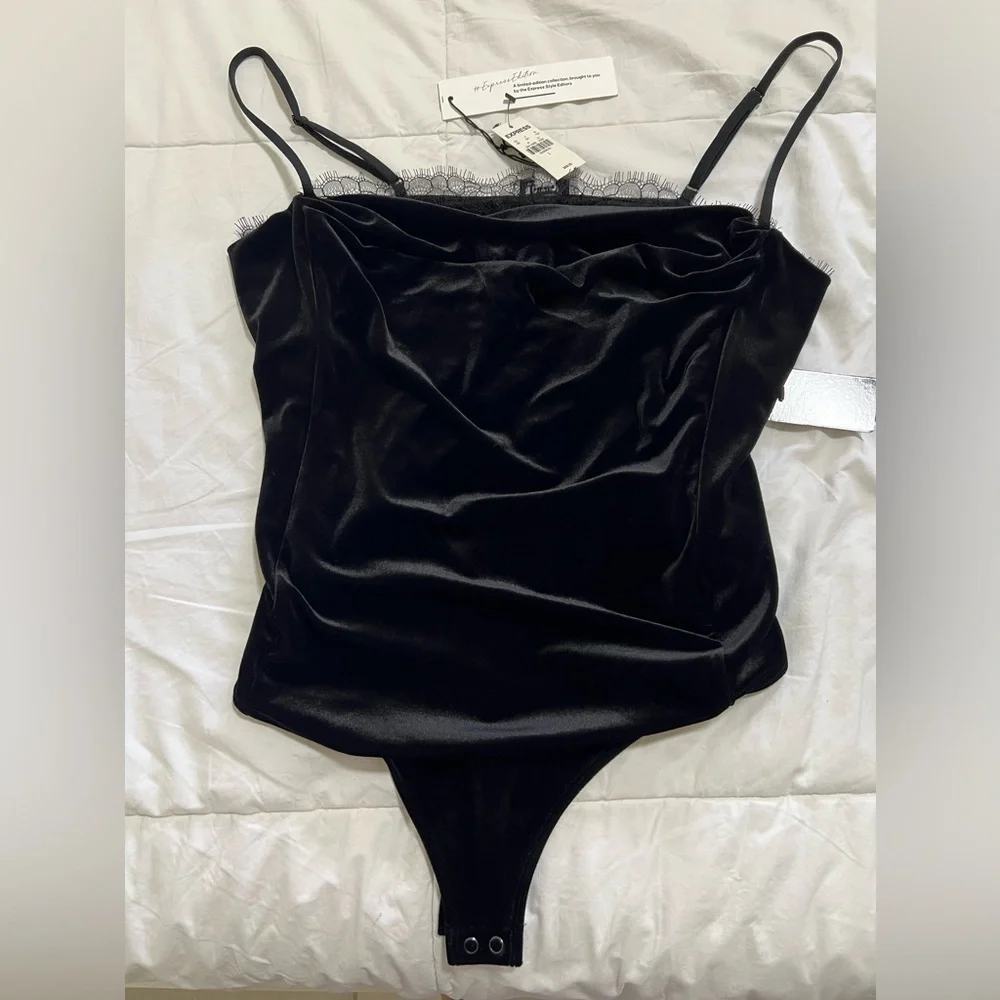 Express brand lace velvet bodysuit - Picture 1 of 2